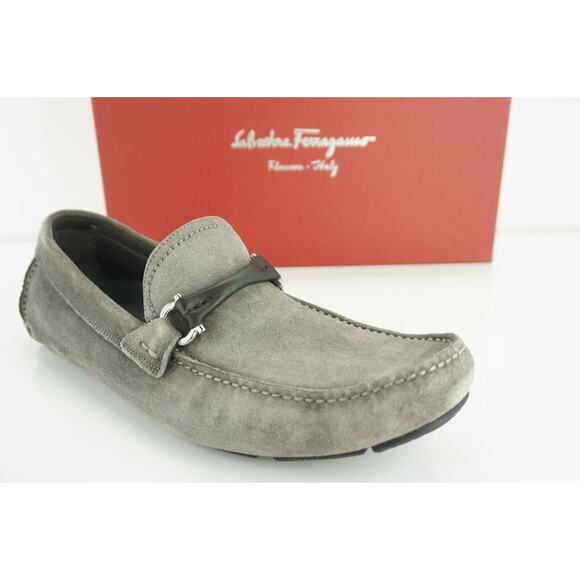 Salvatore Ferragamo Gran Prix Grey Suede Driving Loafers size 9 E moccasins NIB main image 9